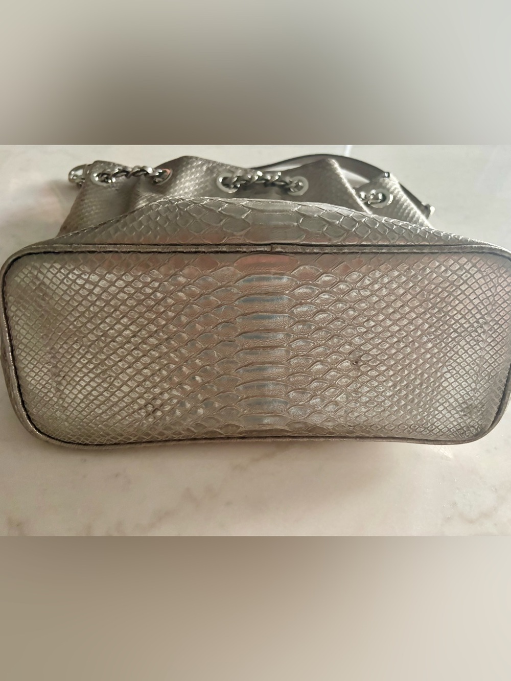 Michael Kors Metallic Silver Python Embossed Bucket Bag - Picture 5 of 6